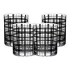 Set De 4 Vasos De Cristal Con Rayas Negras - 410 Ml