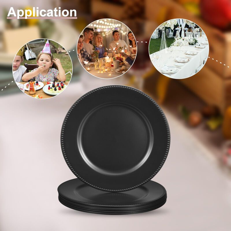 Platos Cargadores Uxcell Negros De 33 cm &ndash; Pack... image number null