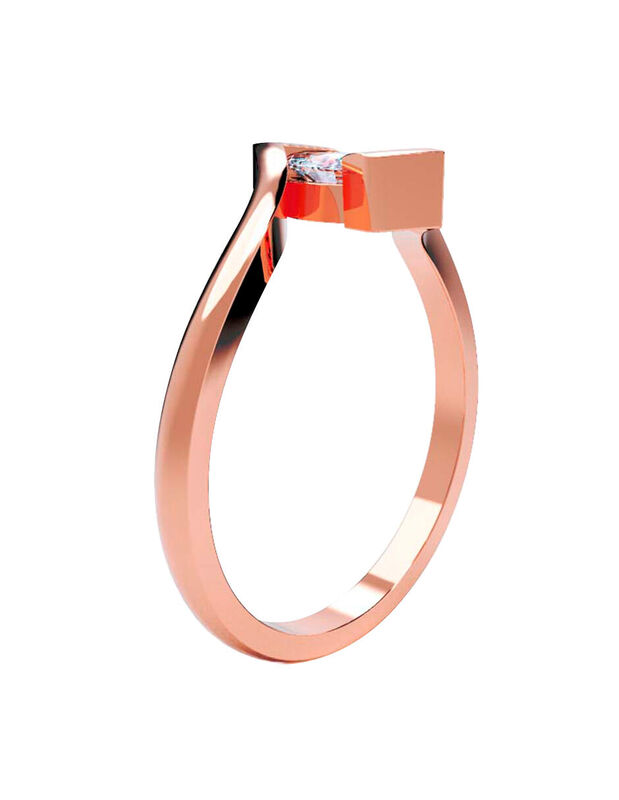 Anillo de Compromiso en Oro Rosa 14K con Diaman... image number null