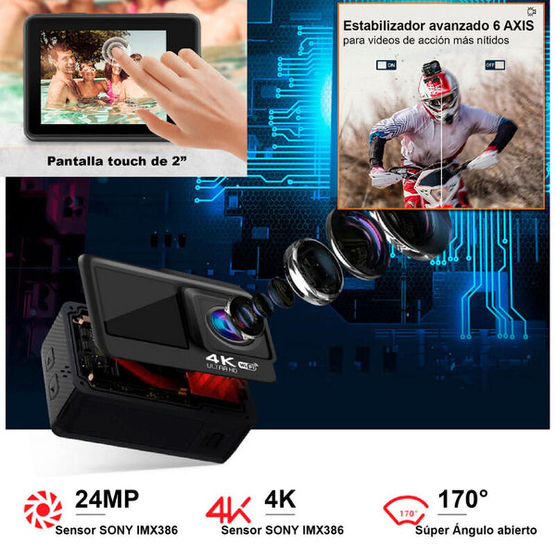 Cámara Digital Deportiva V36 Doble Pantalla 4k ... image number null