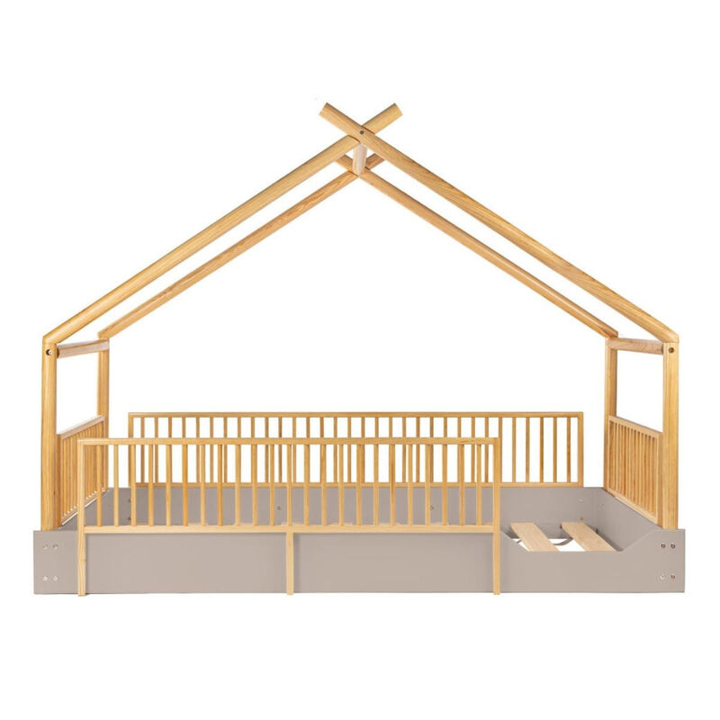 Cama Chalet Montessori de Madera con Barandales... image number null