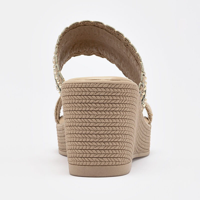 Rojo Cereza sandalia cu&ntilde;a para mujer beige verd... image number null