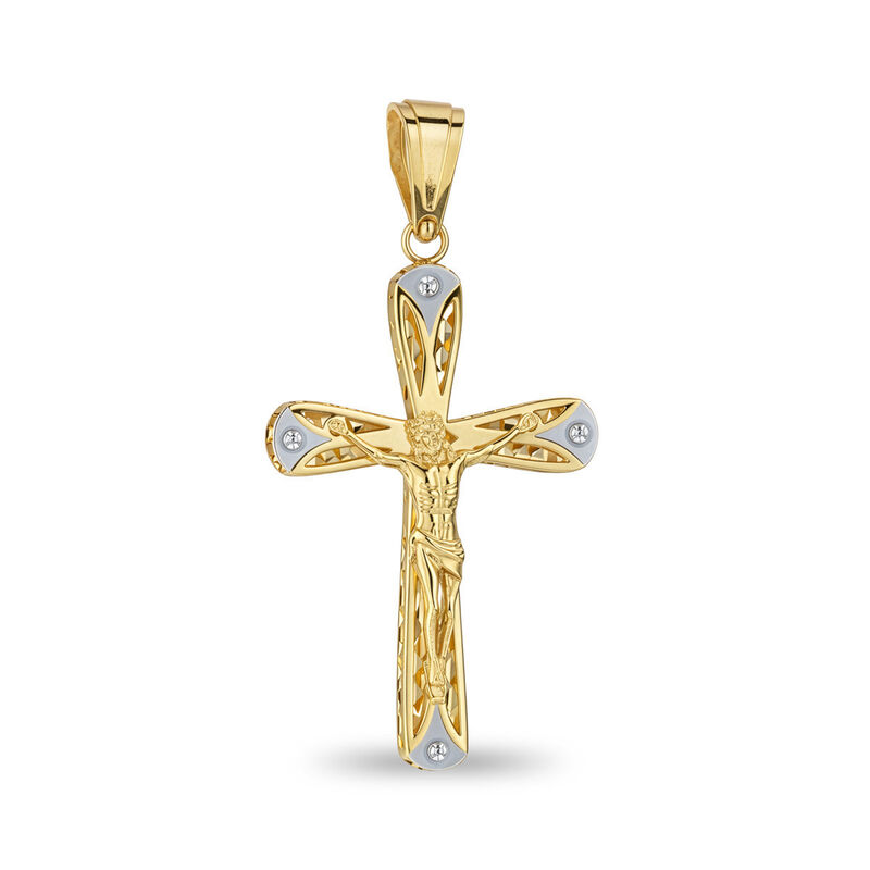 Crucifijo Oro Amarillo Y Blanco 14k 37mm | Bizz... image number null