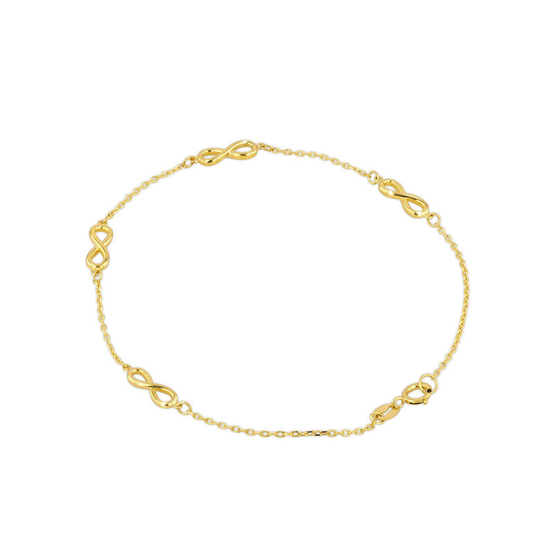 Pulsera Con Infinitos De Oro Amarillo 10k (18.5... image number null