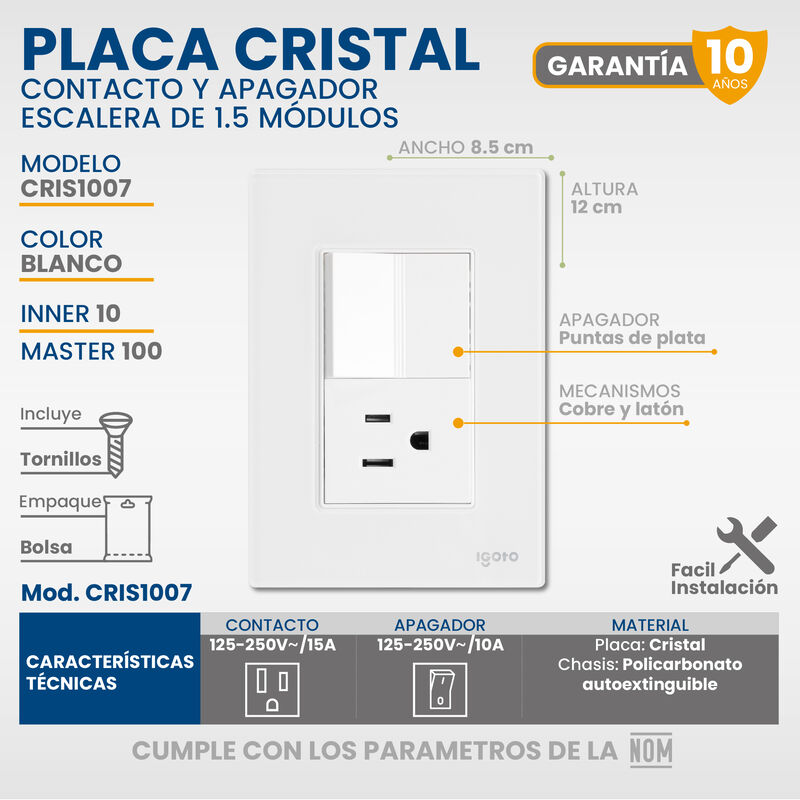 Placa Armada Cristal IGOTO CRIS1007-2007 con 1 ... image number null