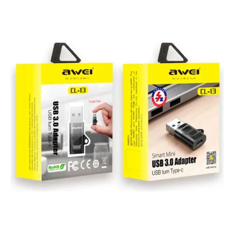 Awei Cl-13 Adaptador Usb Turn Tipo C (negro) image number null