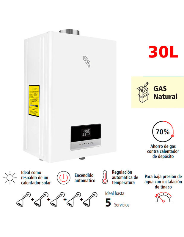 Calentador Instant&aacute;neo Smart 30LPM 5 Servicios ... image number null