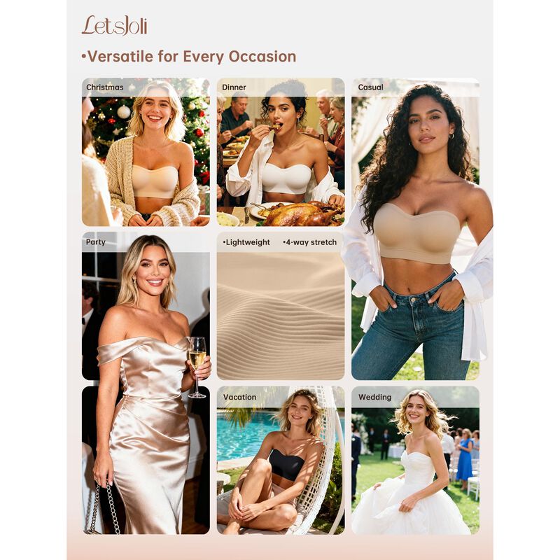 Sujetador Bandeau Push-up Inal&aacute;mbrico Letsjoli image number null