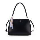 Bolsa Satchel Mediana Con Mascada Color  Negro