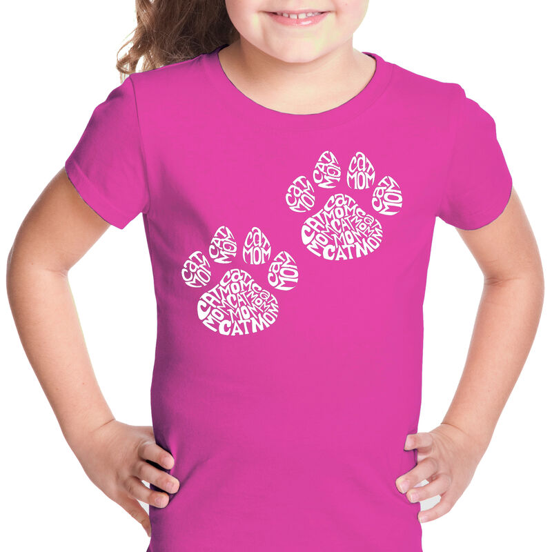 Camiseta Word Art Para Ni&ntilde;a - Cat Mom - Rosa image number null