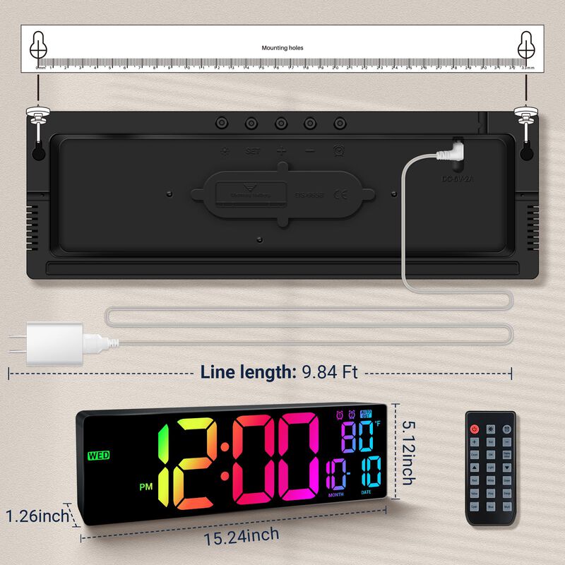 Reloj De Pared Ansoper Digital Grande De 16,5 P... image number null