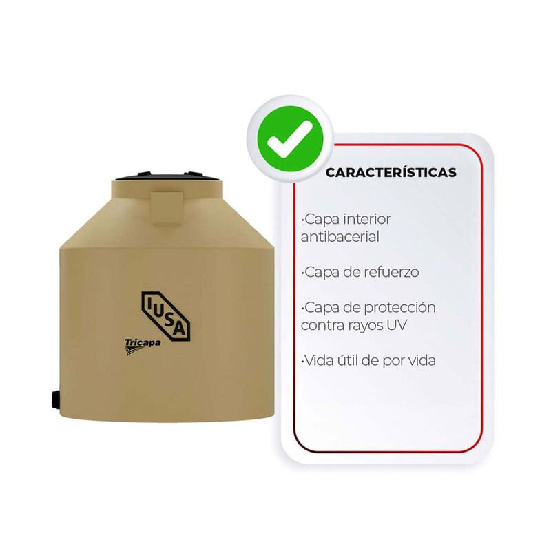 Tinaco Tricapa Iusa, 450 L., Beige + Sistema Ca... image number null