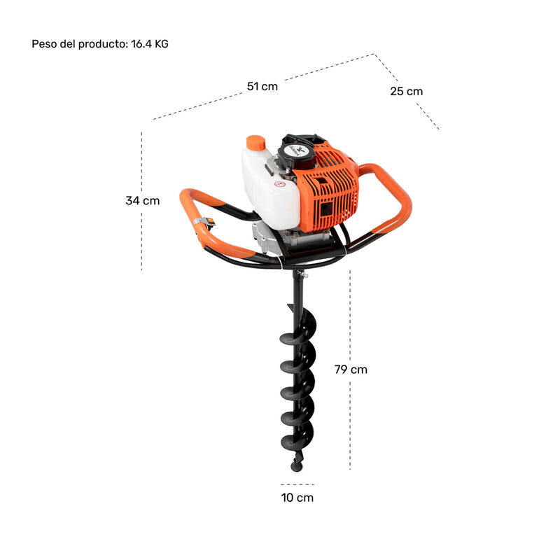 Motoperforadora Ahoyadora 3 Brocas 49cc 2.4hp 6... image number null