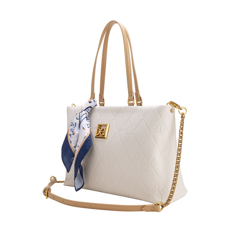 Bolsa Tote Grande Con Troquelado Color Beige image number null