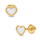 Broqueles Corazon Oro Amarillo 14k Nacar Prb-86-a