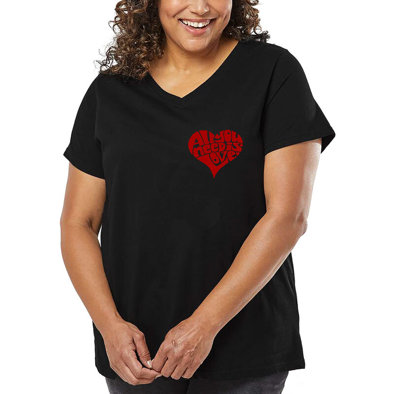 Camiseta De Talla Grande Cuello En V Word Art P... image number null