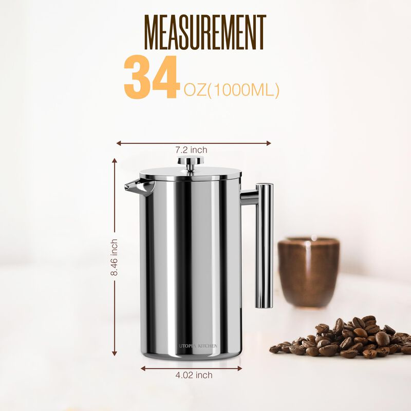 Cafetera Francesa Utopia Kitchen De 1 Litro Con... image number null