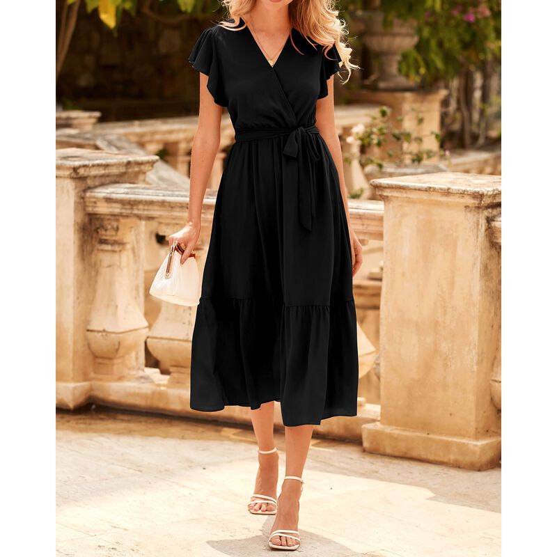 Vestido Midi BTFBM con Escote V, Mangas Capucha... image number null