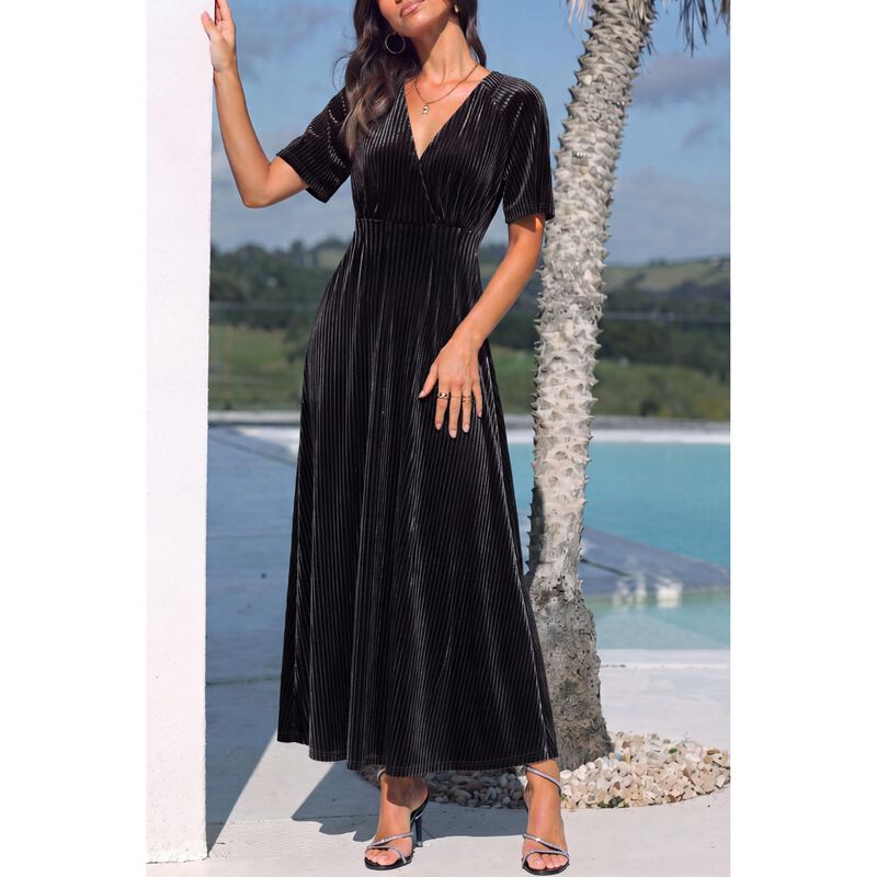Vestido Maxi de Terciopelo Sissyaki Negro Talla... image number null