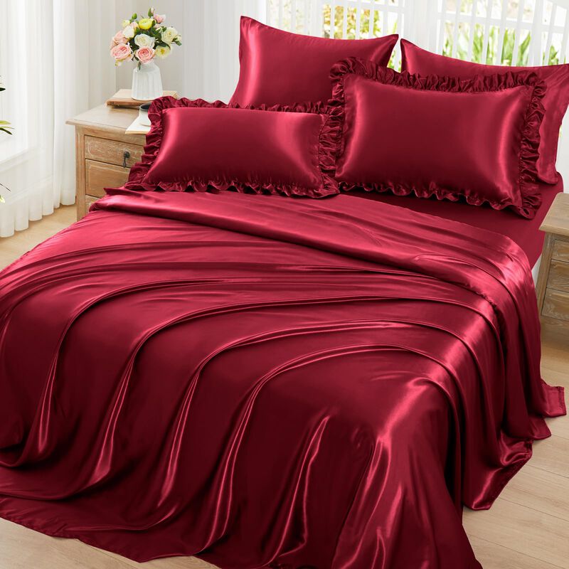 Juego De S&aacute;banas Homiest Matrimonial Burdeos De... image number null