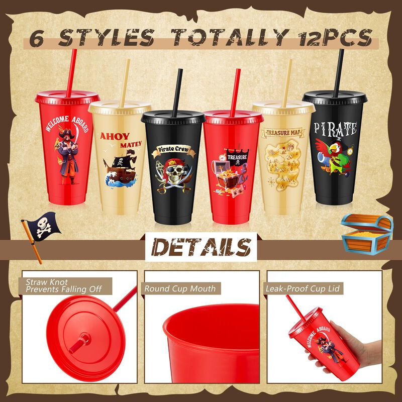 Vaso Reutilizable Uiifan 24 oz Pirata &ndash; 6 Estil... image number null