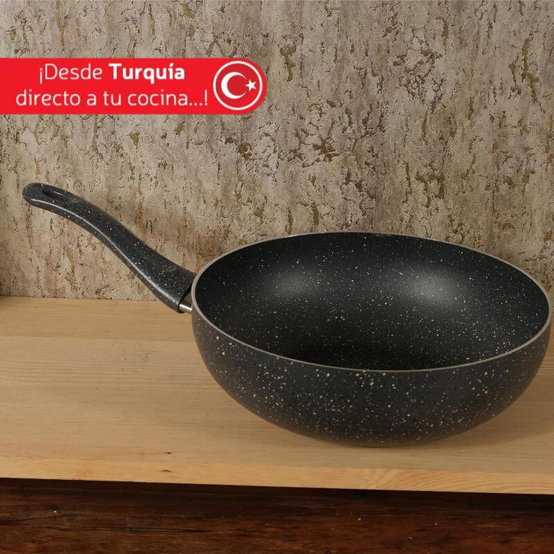 Sarten Wok Hondo Y19-wm30 Recubrimiento Marmol ... image number null