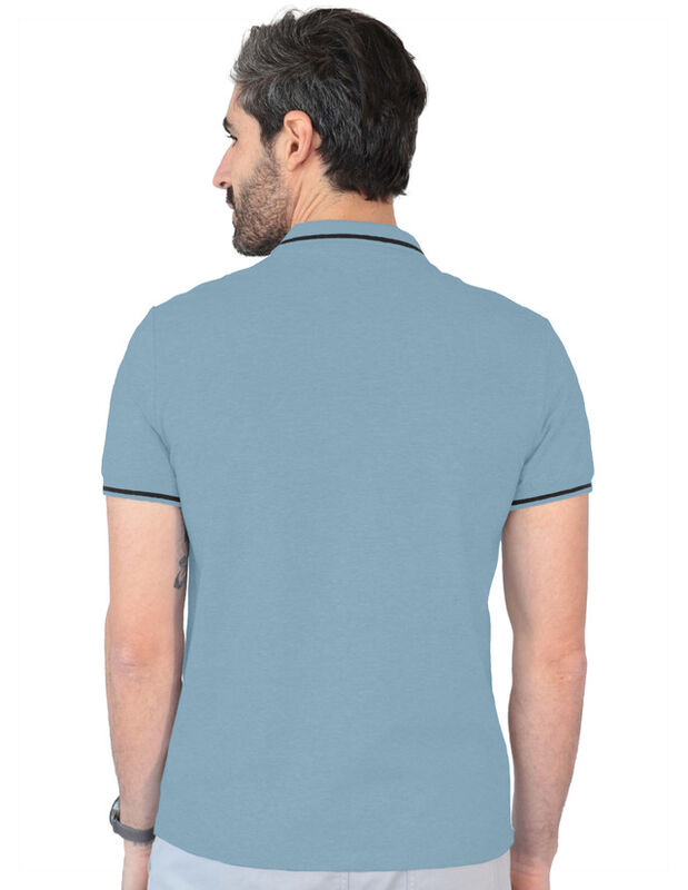 Playera Casual Cuello Con Cierre Hombre Azul Ci... image number null