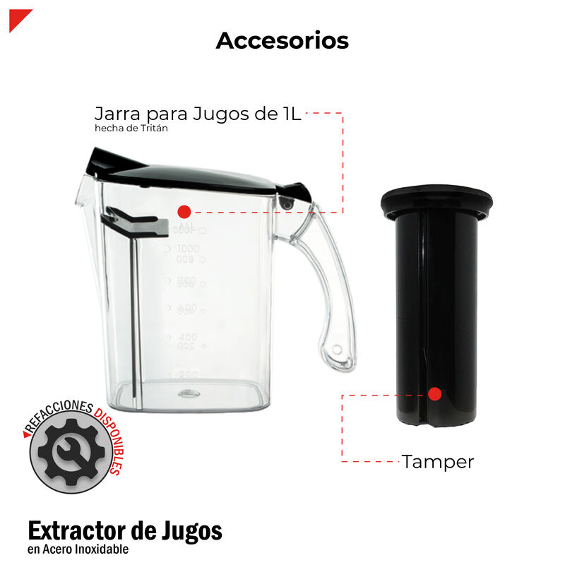 Extractor De Jugos Centrífugo Rojo Acero Inox 8... image number null