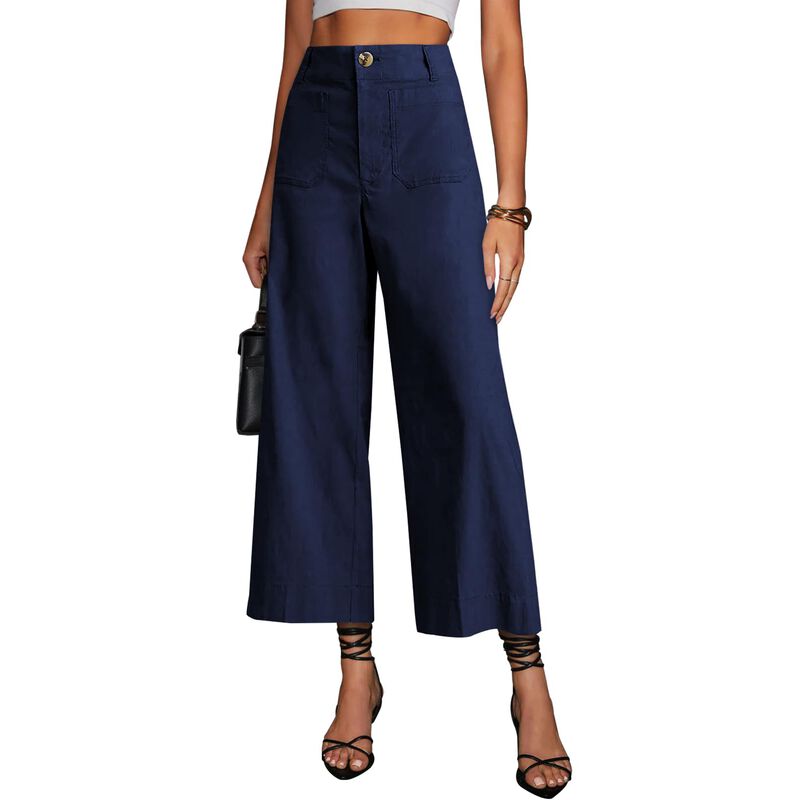 Pantalones Miduo Cintura Alta Pierna Recta Azul... image number null