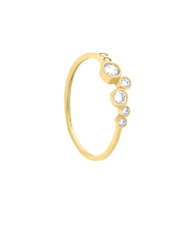 Anillo De Oro Amarillo 14k Con Zirconias - Kr08... image number null