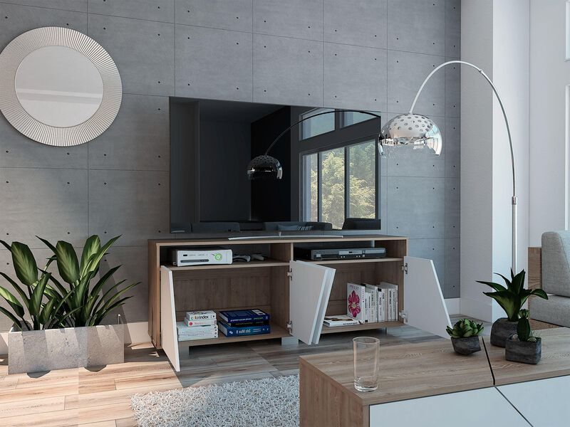 Mesa Para Tv Orus, Miel Y Blanco, Con Espacio P... image number null