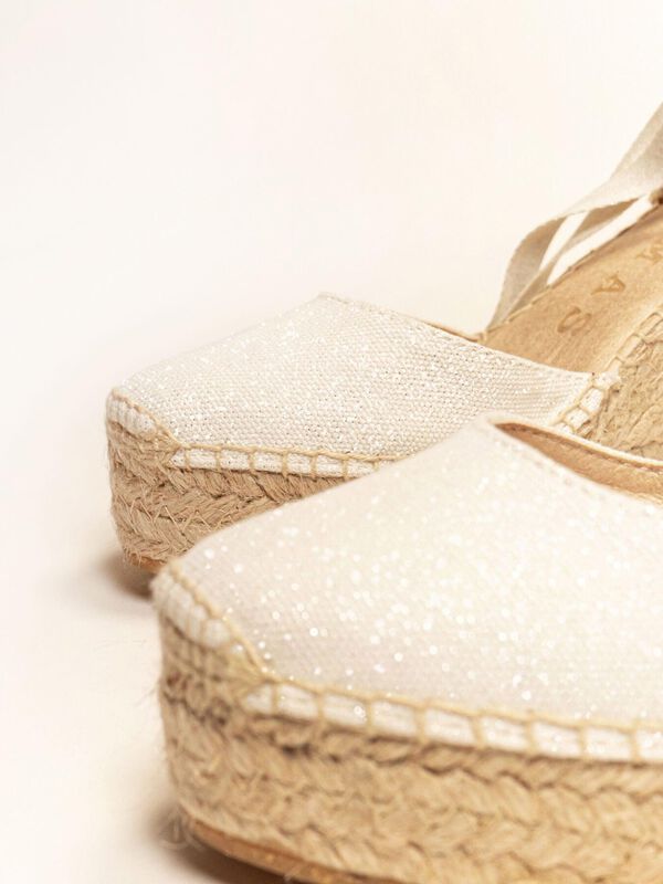 Alpargata de Cu&ntilde;a Alta Cala Lona Metal Blanco image number null