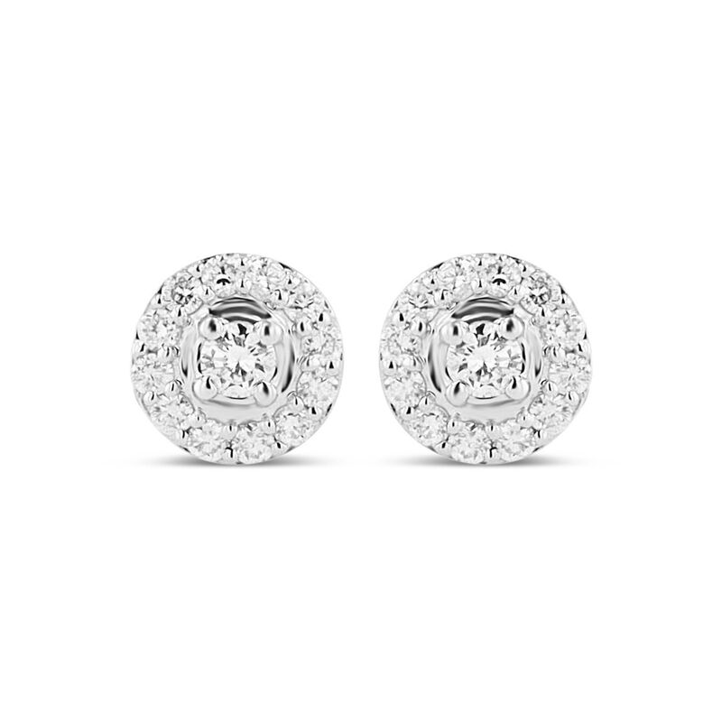 Broqueles De Oro Blanco 14k Con 20pts De Diaman... image number null