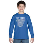 Camiseta De Manga Larga Word Art Para Ni&ntilde;o - Cara de Pitbull - Azul Rey