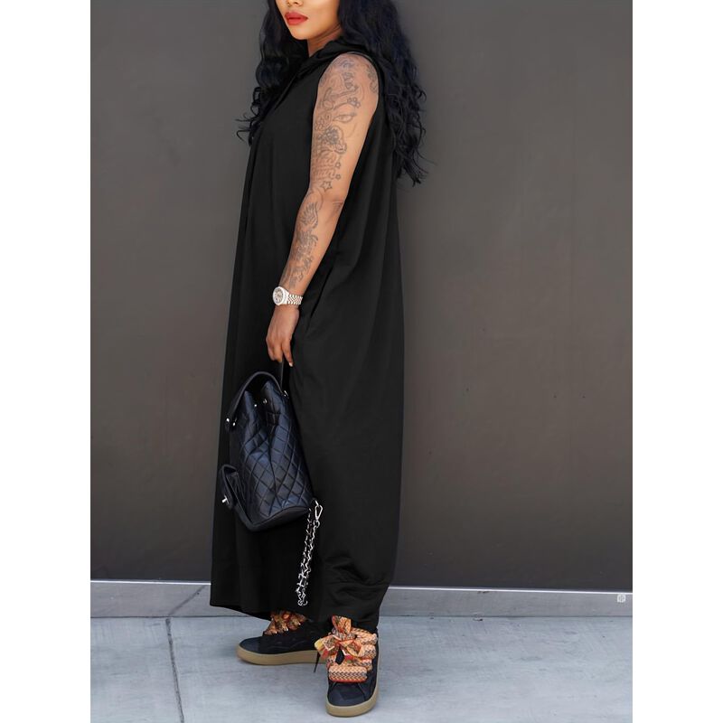 Vestido Maxi Oversize Negro Sin Mangas Yegine image number null
