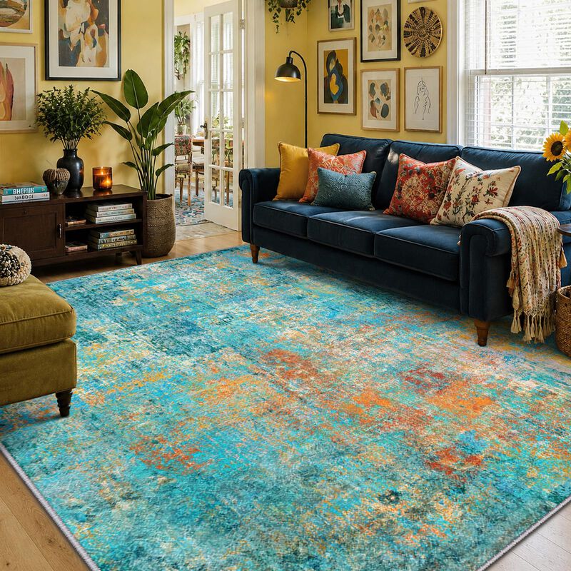 Alfombra Releany 274 cm x 366 cm Abstracta Turq... image number null