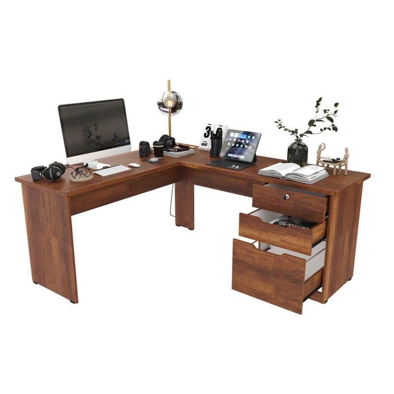 Escritorio en L  Denver,  3 Cajones Minimalista... image number null