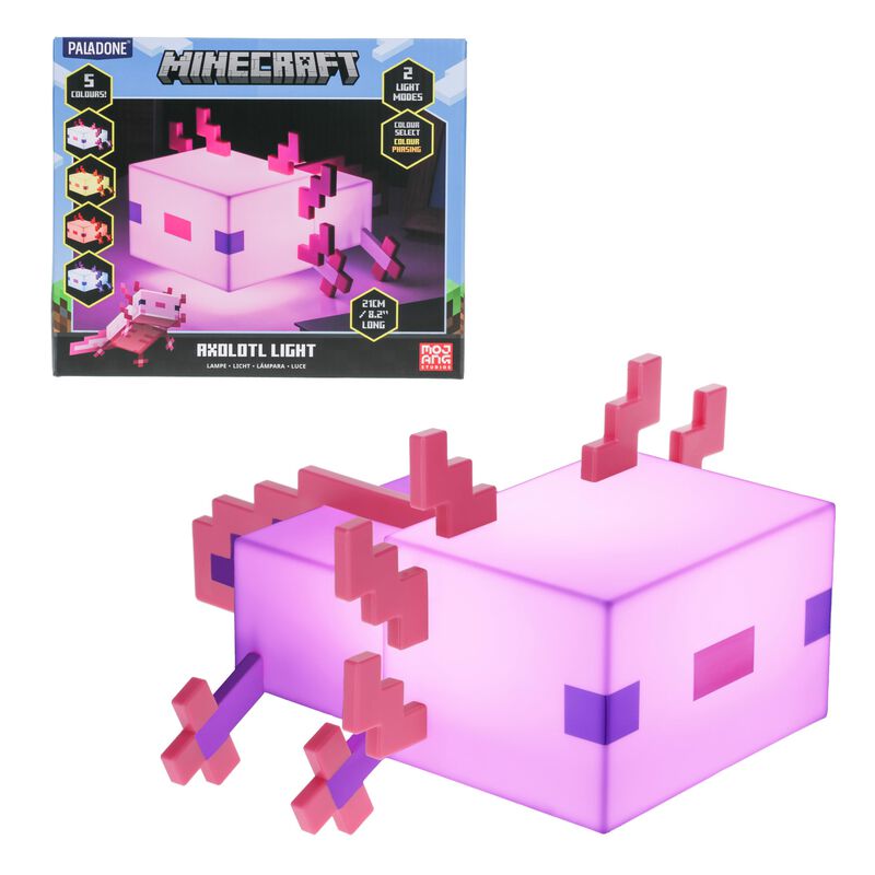 Night Light Paladone Minecraft Axolotl Con 5 Mo... image number null