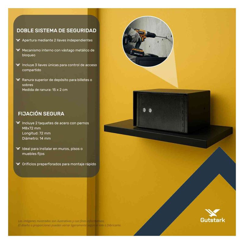 Caja Fuerte Seguridad Doble Cerradura Ranura De... image number null