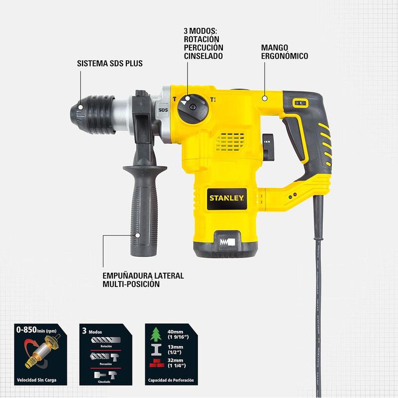 Rotomartillo SDS-Plus 3 Modos Stanley 1250W Pro... image number null