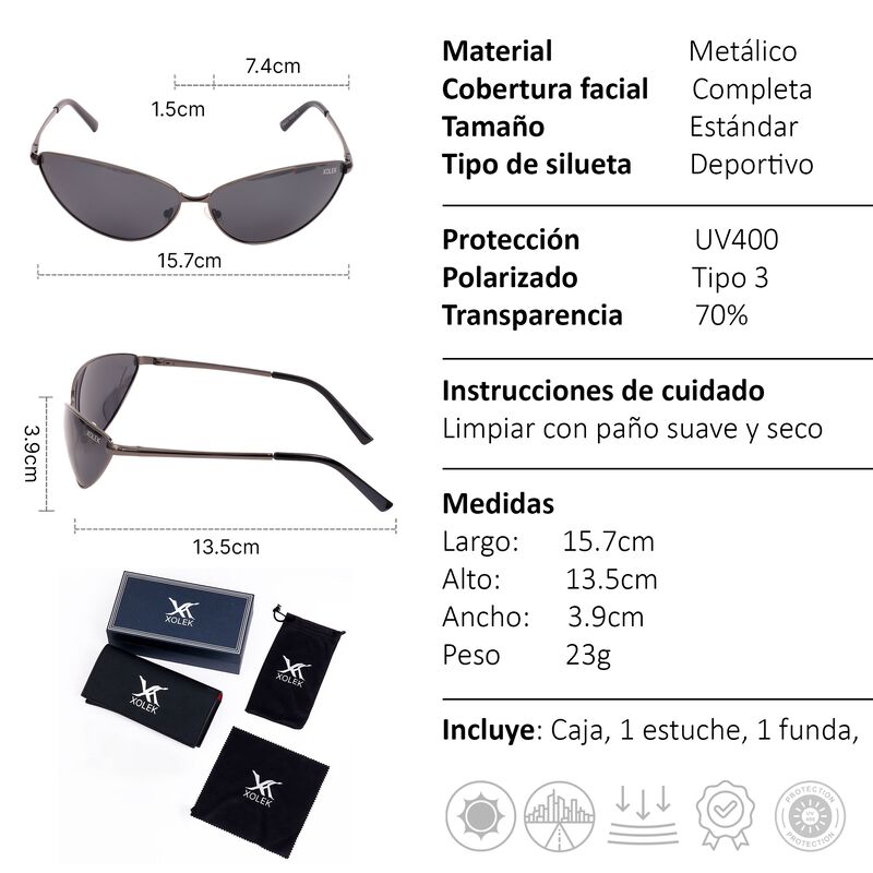 Lentes De Sol Xolek 133 Ojo De Gato Met&aacute;lico Uv... image number null