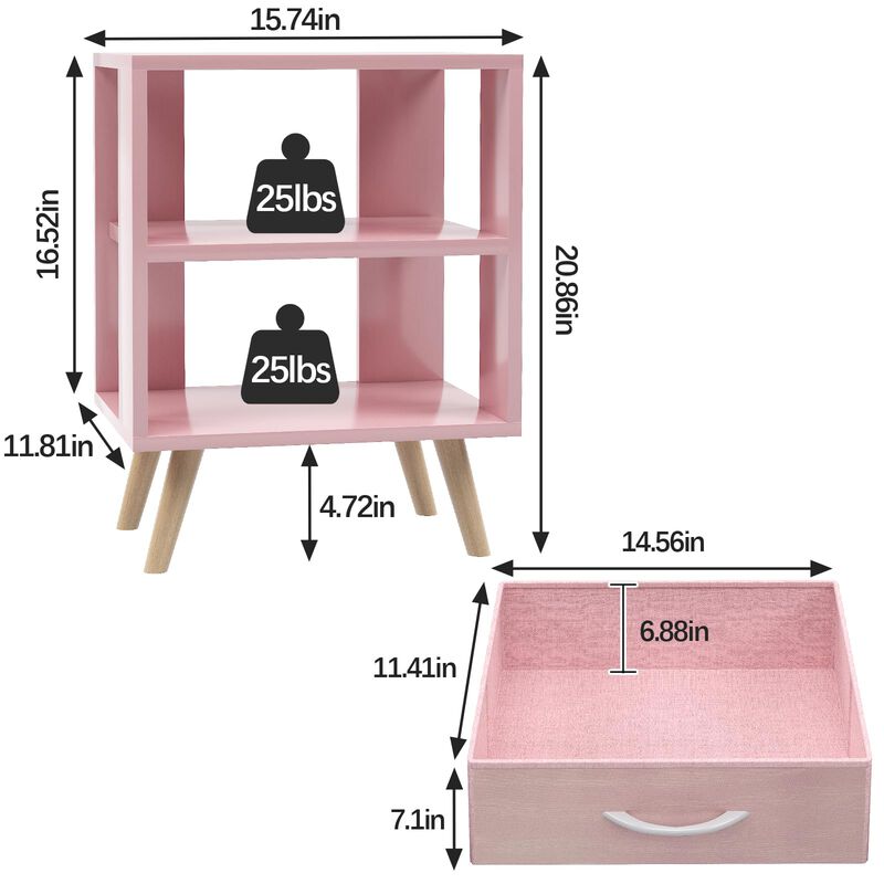Mesita De Noche Aenuert Pink Kids Con Caj&oacute;n Y A... image number null