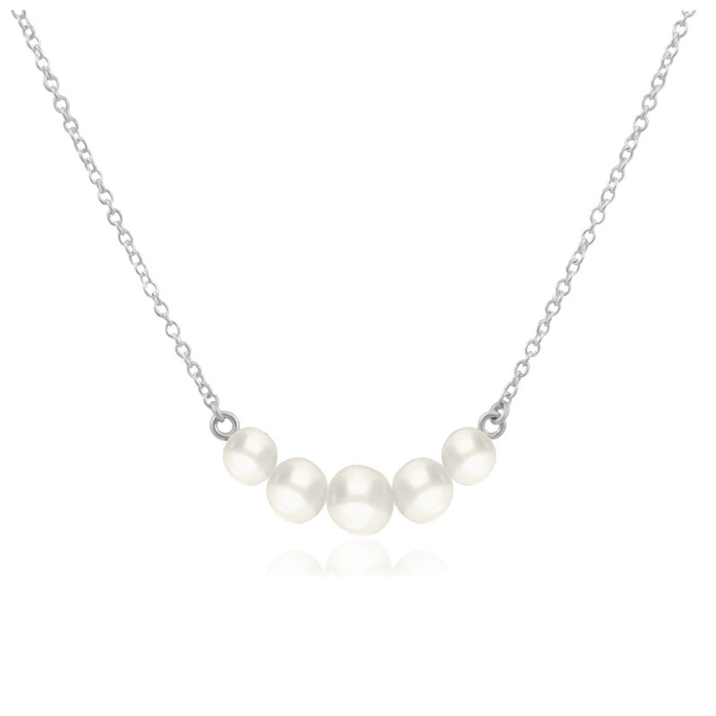 Collar de Cadena de Plata y 5 Perlas Cultivadas image number null