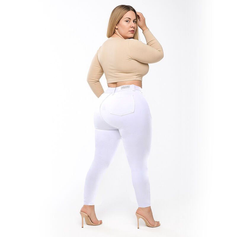 Jeans Mujer Curvy Super Skinny Blanco Tiro Alto image number null