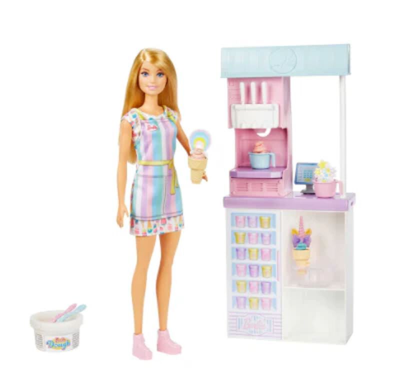 Barbie Profesiones Set Helader&iacute;a con Mu&ntilde;eca HCN... image number null