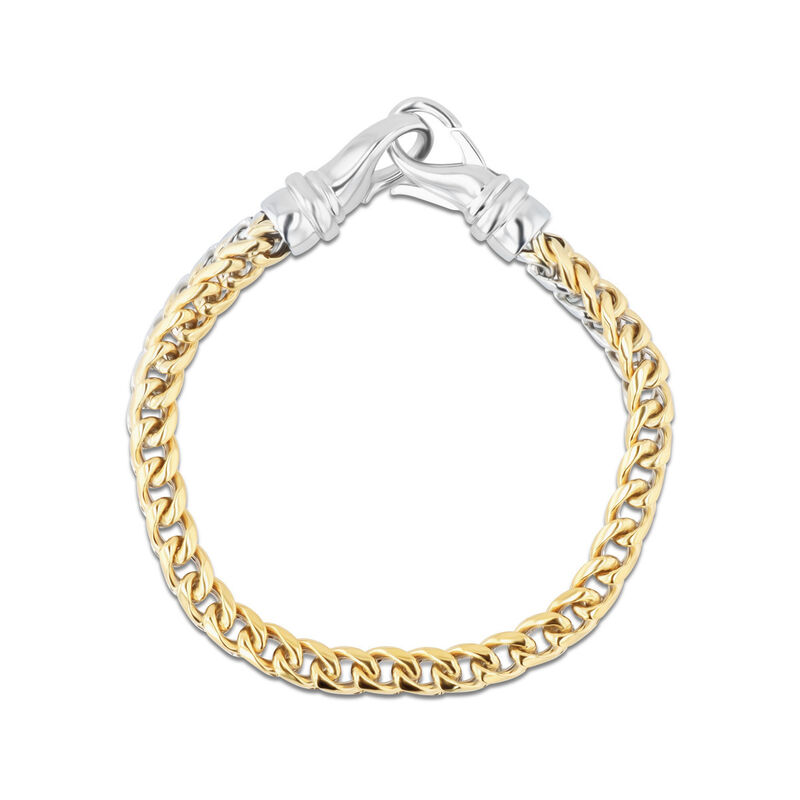 Pulsera De Acero Dorado Y Blanco Para Caballero image number null