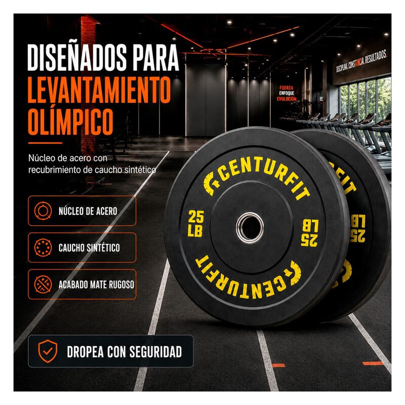 Par Disco Bumper Olimpico 25 Lb Centro Acero Ca... image number null