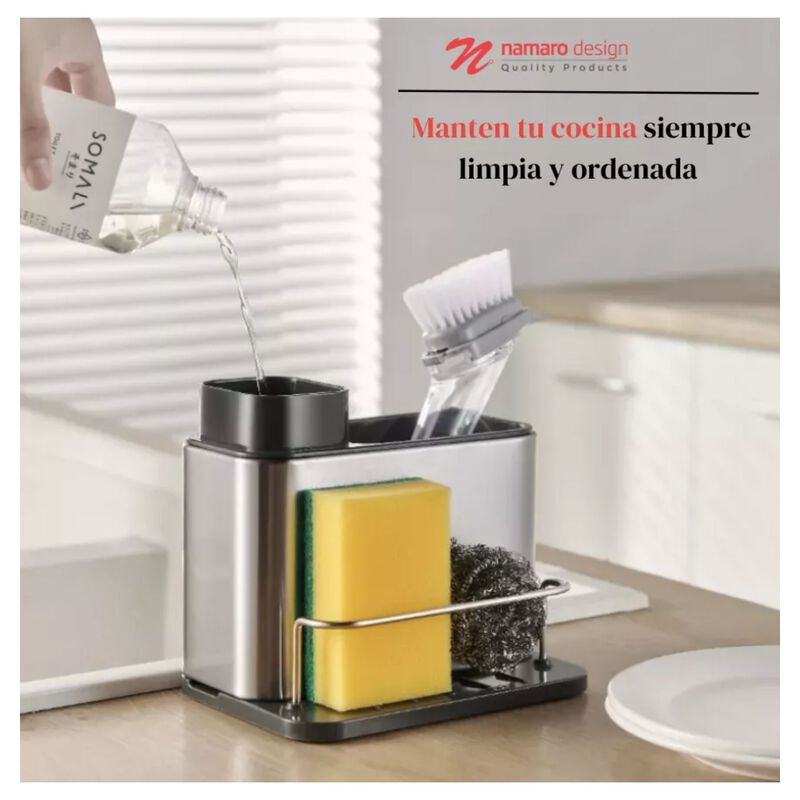 Dispensador De Jab&oacute;n L&iacute;quido Con Porta Esponja/... image number null