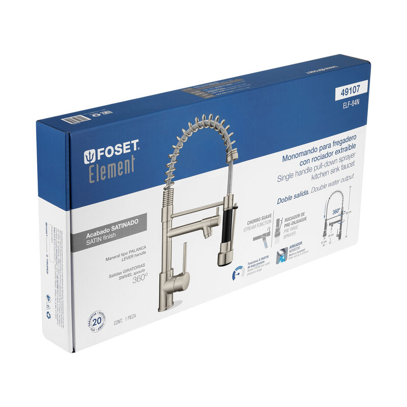 Monomando con Doble Salida para Fregadero Satín... image number null