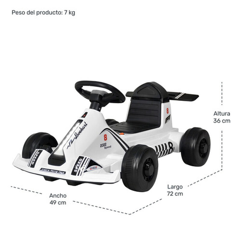 Go Kart El&eacute;ctrico 12v F1 Ni&ntilde;o M&uacute;sica Mp3 Usb Lu... image number null
